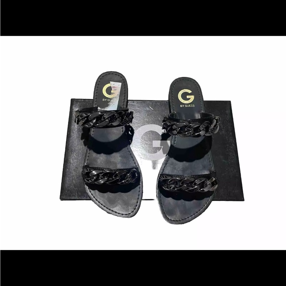 Guess Chic Chain-Link Accent Slide Sandals - Black Size 8